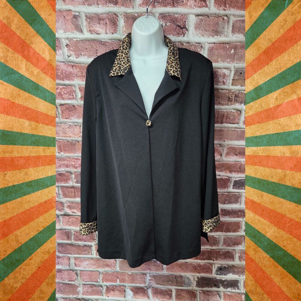 Vintage 90s DANA KAY Animal Print Accent Blazer‎ Jacket XL